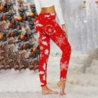 Ženske vježbanje trbušnjaka Control Yoga hlače Božićne trčanje elastičnosti hlače vježbanje gamaše joga hlače crveno l