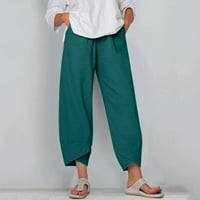 Ženske hlače hlače casual visokog struka pune ljetne pamučne labave duge ravne hlače