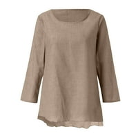 Cuoff bluze za žene modne čvrste boje dugih rukava nepravilno labavi i udobni ženski vrhovi kaki 4x
