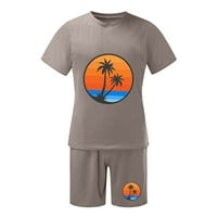 Smanjite set Otemrcloc Muška ljetna havajska tropska plaža Print Okrugli vrat s kratkim