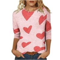 HFYIHGGF majice za žene Slatko ljubavno srce Print TEE Ležerne prilike labave lagane pulover Tunic Dukseri