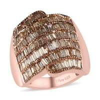 Trgovina LC CT Sterling Srebrna Vermeil Rose pozlaćeni prirodni šampanjački dijamantni zaručni prsten