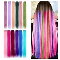 YKOHKOFE Obojeni ekstenzije kose Rainbow kose sintetička ravna ekstenzije za kosu za žene Djevojke Dječje