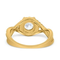 Žuti ton, simulirani kubični cirkonijski size - halo vjenčani zaručnički prsten beskonačno uvijena ručica