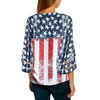 Ženska američka zastava V mrežasta bluza za bluza s kratkim zvonama Top majica Žene košulje sa dugim
