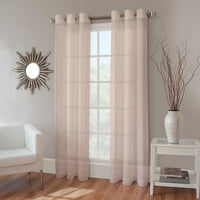 Panel Mira Solid Light Pink poluspeni prozor FAU svilene antičke brončane gromete Curntine Drapes Wide 84 Dužina
