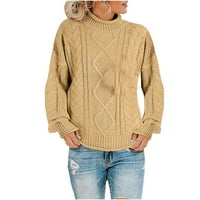 Vivianyo HD Zimski džemperi za žene plus veličine Žene Casual Soild Dugi rukav debeli pleteni pulover