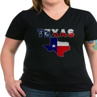 Cafepress - karta zastava s majicom za žensku majicu s Teksasom V-izrezom - ženska majica s V-izrezom