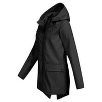 Ženska hoodie kiša vodonepropusna lagana džepa jakna vježba na otvorenom vjetrootporna kišna jakna anoraks kaputi za žene crna xxl