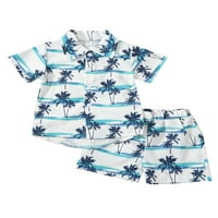 Musuos Toddler Boy Summer Hawaiian Set odjeće, Tree Print Short rukava Kašika gumba + Elastična šarke za struk