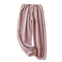 Zodanni Ženske pantalone Solidne boje Padžama hlače elastični struk Lounge Pant Flannel PJ dno Domaći kućni odjeća Ružičasta L