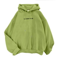 DTIDTPE ženska slatka dukserica kawaii dugih rukava duksev pamuk pulover vrhove za teen djevojke odjeću vojska zelena xxl