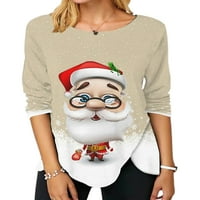 Leuncero dame veseli božićni Xmas tunik bluza odjeću Santa Claus Ispis pulover posade vrhovi kaki 4xl
