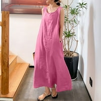 Ženske haljine Maxi A-line Ležerne prilike bez rukava, puna ljetna haljina ružičasta S