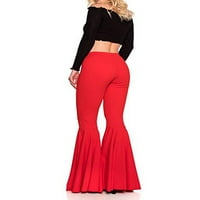 Fanvereka žene Seksi tanke hlače s tamnim bljeskalicama Vintage Solid Boja Elastičnost elastičnosti