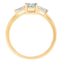 0. CT Sjajni smaragdni Clear Simulirani dijamant 18k žuto zlato Trobotan prsten sz 9.5
