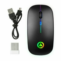 LED bežični miš, punjivi vitki tihi miševi 2,4 g prijenosni uredski optički miš sa USB prijemnikom i