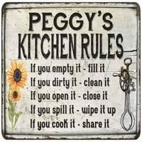 Peggy's Kuhinjska pravila Chic Sign Vintage Decor Metal Sign 112180032104