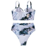 GUBOTARE WOMENS BIKINI kupaći kupaći kostimi za žene Dvije kupalište rufšeno Flounce Top sa dno Bikini visokog struka, svijetlo plava XXL