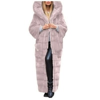 Ženski kaputi Trendy Plus veličina gilet s dugim rukavima karoserija za vezanje krznenih kapuljača