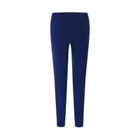 Zpanxa ženske joge hlače modne ležerne čvrste elastične struine pantalone za duge ravne hlače Slabe za žene visokog struka Sportske atletičke salone sa džepovima Blue S