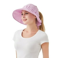 Hesoicy sunce vizir šešir veliki rub čvrsta boja nabrajana preklopna pakiranje anti-uv leđa bowknot vrpca prozračna šešir na plaži za svakodnevni život