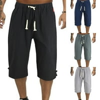 Muški elastični struk pamučni mješavi hlače za šarmu vrećama Capri teretni hlače