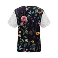 Dyegold Womens Crochet Kratki rukav Vruća V izrez Ljetni trendi majica Loose Fitting Comfy Dressy Casual