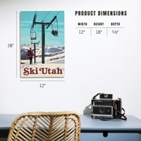 Ski Utah, Skijaška dizalica Scena Birch Wood Zidni znak