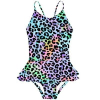 ROVGA Ljetna djevojačka djevojka kupaći kostim kralježnice bez rukava s rukavima Šarene leopard print ruffles kupaći kostimi kupaći kostim bikini