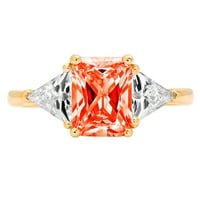 2.57ct smaragdni rez crveni simulirani dijamant 14k žuti zlatni godišnjički angažman kamena prstena