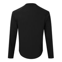 Muška majica casual stilski proljeće i ljetno okruglo Necke sa čvrstim bojama s dugim rukavima elastična tanka fit bluza crna xl