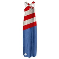 Luiyenes Dnevna haljina za nezavisnost za žene zastava tiskana duga maxi haljina na plaži