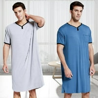 Muškarci Sleep Robos Still Solid Pajamas džepovi Ugodne pamučne vintage domaće na noćnim rukavima Muške