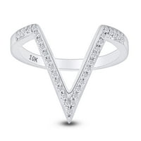 0. CTTW okrugli rezan bijeli dijamantski prsten u obliku slova u 10k čvrsto bijelo zlato, veličina prstena: