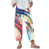 Ženske casual pantalone udobne hlače za žene široke noge Capris ženske ljetne obrezane hlače plaža elastična