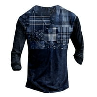 Henley majice za muškarce, 3D džemper Digitalni tisak Muška ulica Sports Modni trend 7-tipka Placket