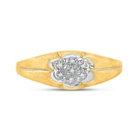 Jewels 10kt Žuto zlato Muški okrugli dijamantski mat cvijet Clower Cluster Ring. CTTW