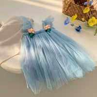Djevojke za deljenje leteće rukavice Soled Color Tulle Haljina plesne stranke Princeze haljine odjeća