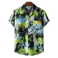 Na čišćenju muška havajska košulja Roll up kratki rukav lapeli casuni majice s majicom cvjetne tiskane kuće za odmor s džepom