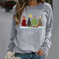 Scyoekwg Fald božićni vrhovi za žene plus veličine majica s dugim rukavima pulover božićne vrhove košuljenih