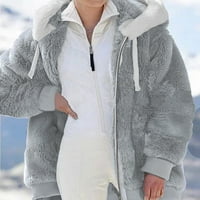Zimski kaputi za žene, modna zimska čišćenje Žene plus size zimska topala plišani zip jakna s kapuljačom
