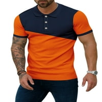Avamo Muškarci Ljetni vrhovi reverzne majice Boja blok T majice MENS Classic Fit Pulover Plaža Majica Orange 2xl
