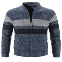 Avamo muškarci džemper kaput dugih rukava zima topla jakna posada vrata pletena odjeća Fall Cardigan Omotači rebrasti pleteni blok u boji Blue XL