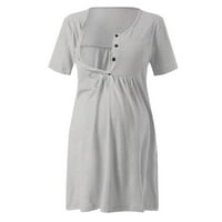 Majčićna haljina za dojke žene Žene čvrste posade Crt dugih rukava za materinsku haljine Nursing Doji za bebe haljina za tuširanje, XL & Grey