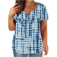 Levmjia Womens Plus veličine vrhova kratkih rukava ljeta V-izrez Tipka za time za tih majica Majica Bluza