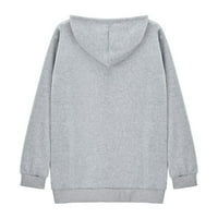 Njshnmn Womens Dukseri Zip pulover Dugi tunični zvezni džektori Plus veličine Hoodie sa džepovima, sivom