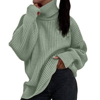 Mveomtd Ženska zadebljana jesen i zimska duks koruga Ležerne prilike pune boje pletena džemper kornjača