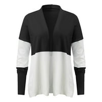 Yubatuo Womens Dukseri Casual Women's Contrast Rainbow Boja za šivanje Duks Cardigan džemper Kardigan džemperi za žene Black M