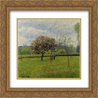 Camille Pissarro Matted Gold Ornate uramljene umjetnosti 'Cvjetni drveće jabuke na Eragnyju'